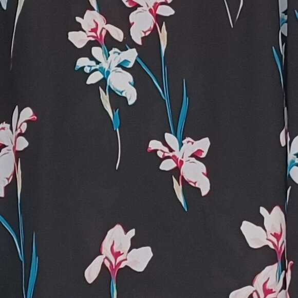 Women's I.N.C. Lightweight Sheer Flowy Black Floral Long Sleeve Top Size Large - Picture 7 of 7